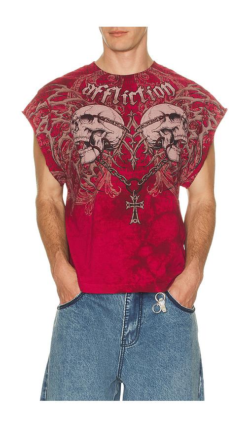 Affliction Collapse Muscle Tee in Red by AFFLICTION