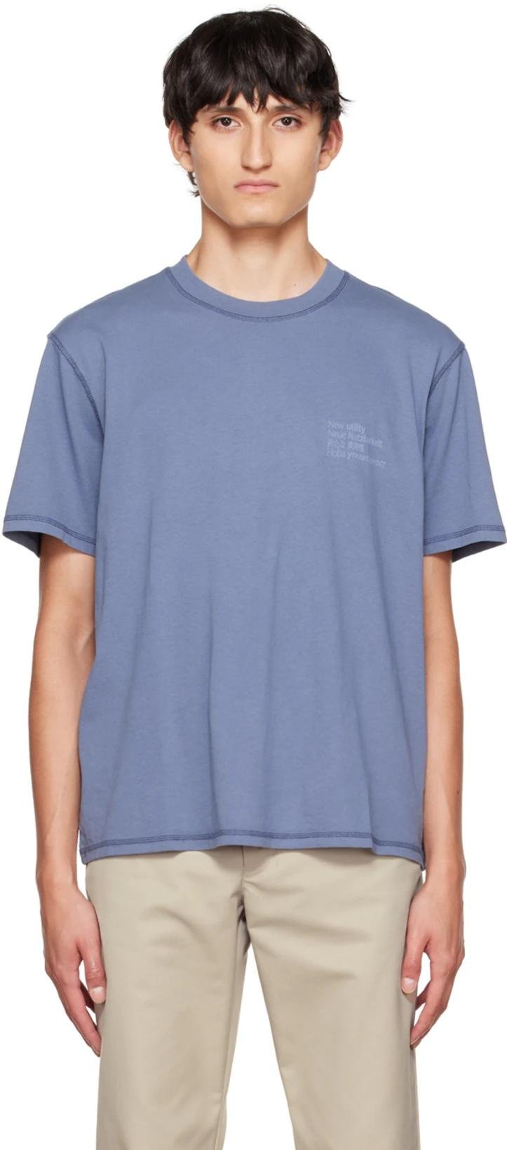 Blue Overlock Stitch T-Shirt by AFFXWRKS