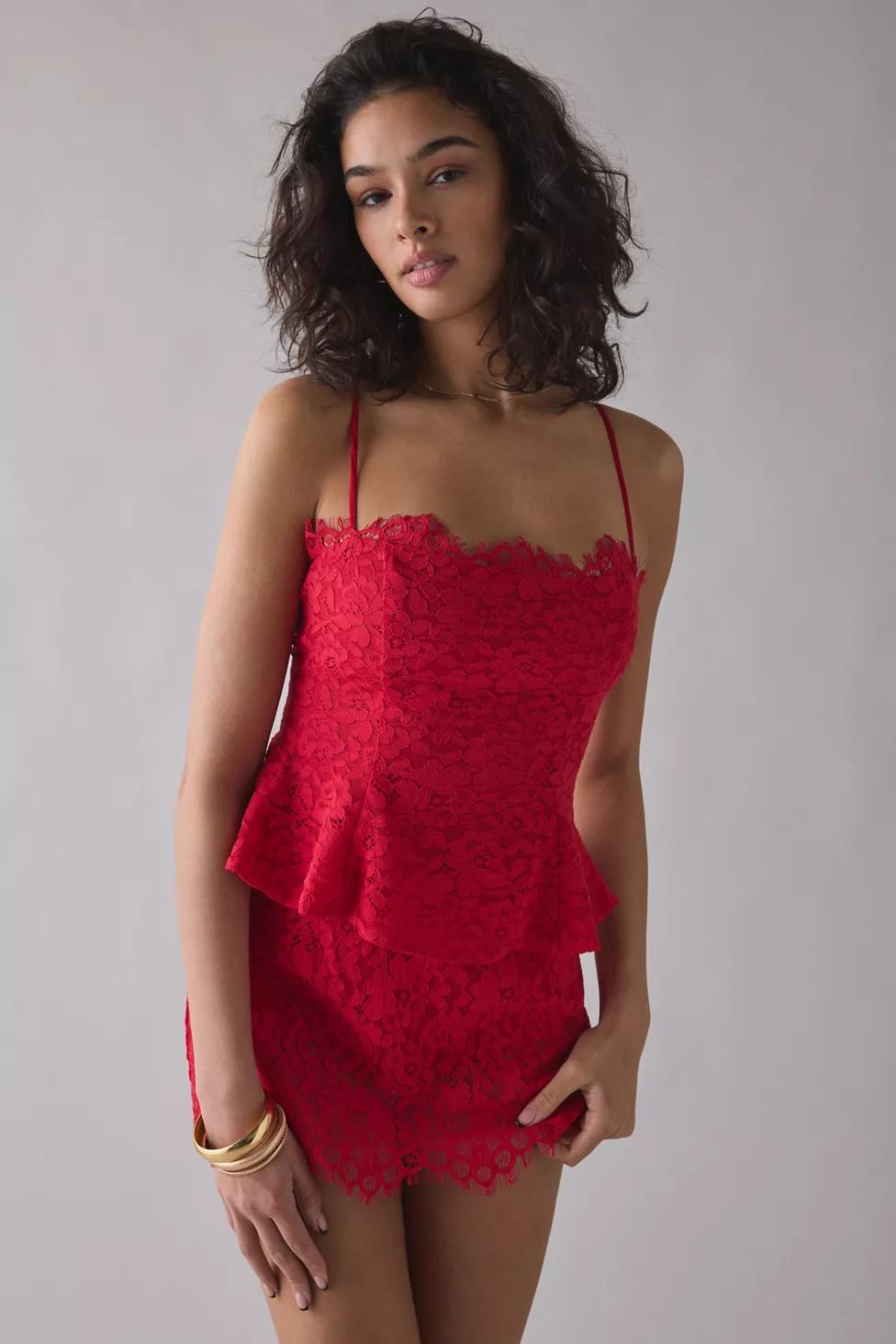 AFRM Ari Peplum Scalloped Lace Camisole by AFRM
