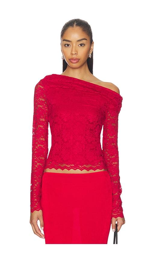 AFRM Barry Silken Lace Top in Red by AFRM