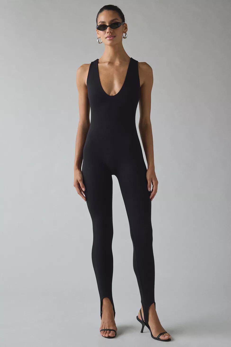 AFRM Beloit Noir Catsuit Plunging Low-Back Catsuit1 by AFRM