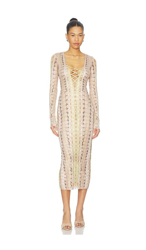 AFRM Cambria Dress in Beige,Green by AFRM