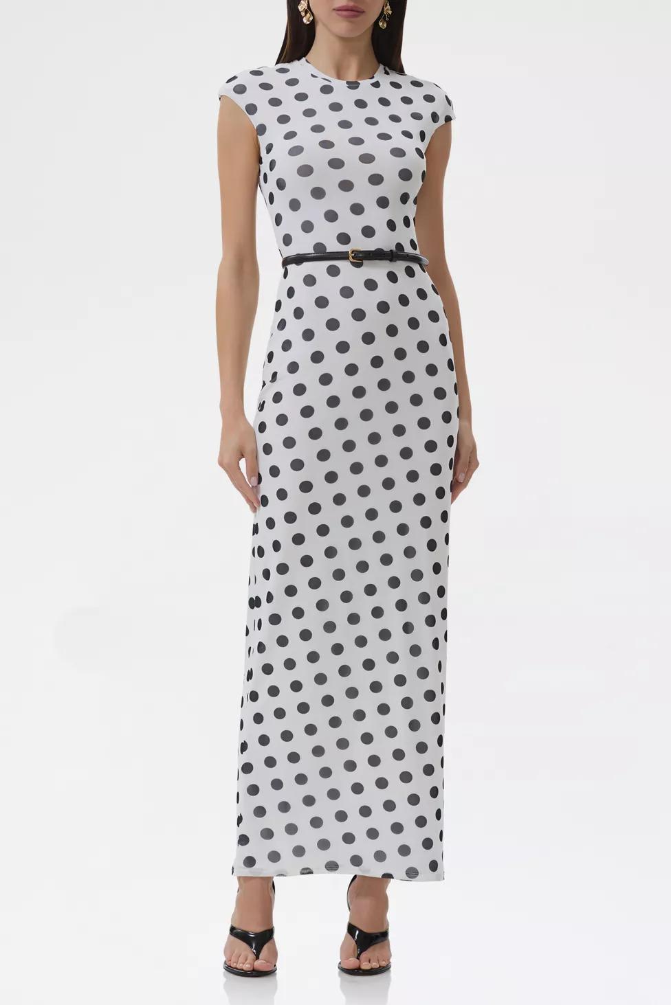 AFRM Cody Blanc Dot Mesh Cap Sleeve Maxi Dress by AFRM