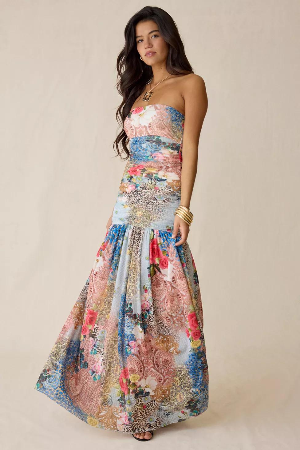 AFRM Denise Ruched Drop Waist Strapless Maxi Dress by AFRM