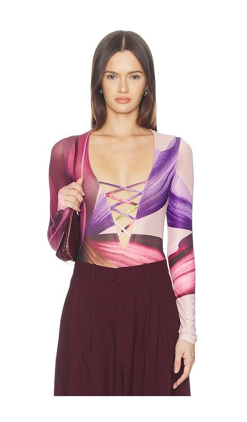AFRM Eaton Bodysuit in Purple,Fuchsia by AFRM