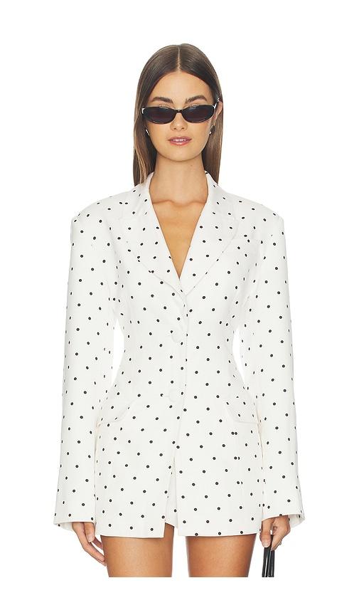AFRM Edel Blazer in Blanc Pin Dot in White by AFRM