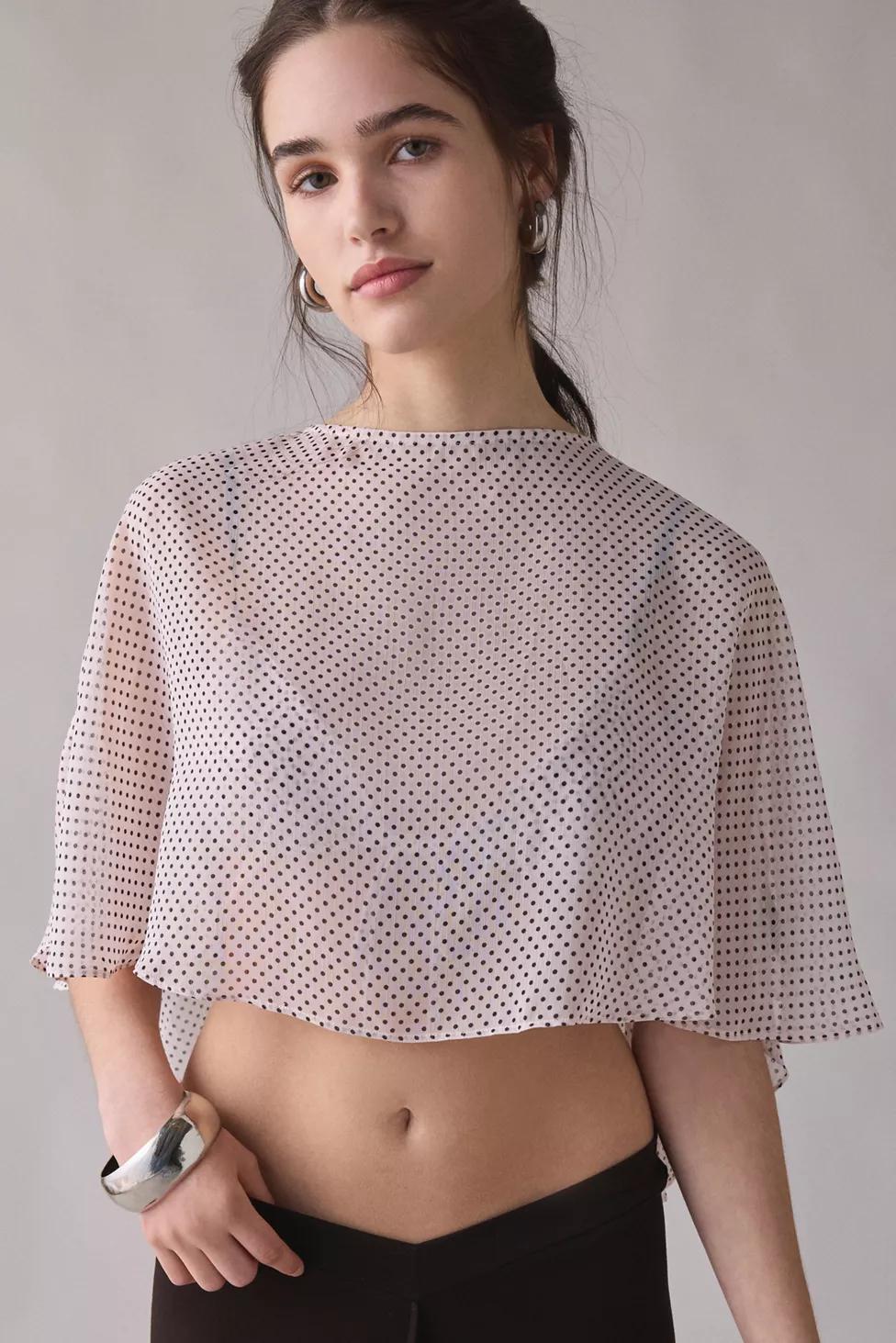 AFRM Enza Mauve Pin Dot Sheer Cape Top by AFRM