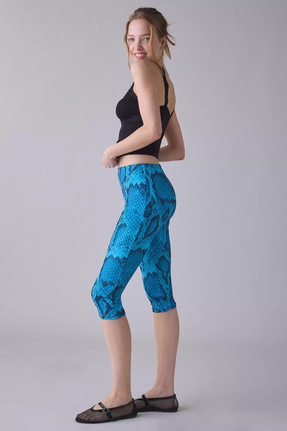 AFRM Gianna Blue Fish Snake Mesh Capri Pants by AFRM