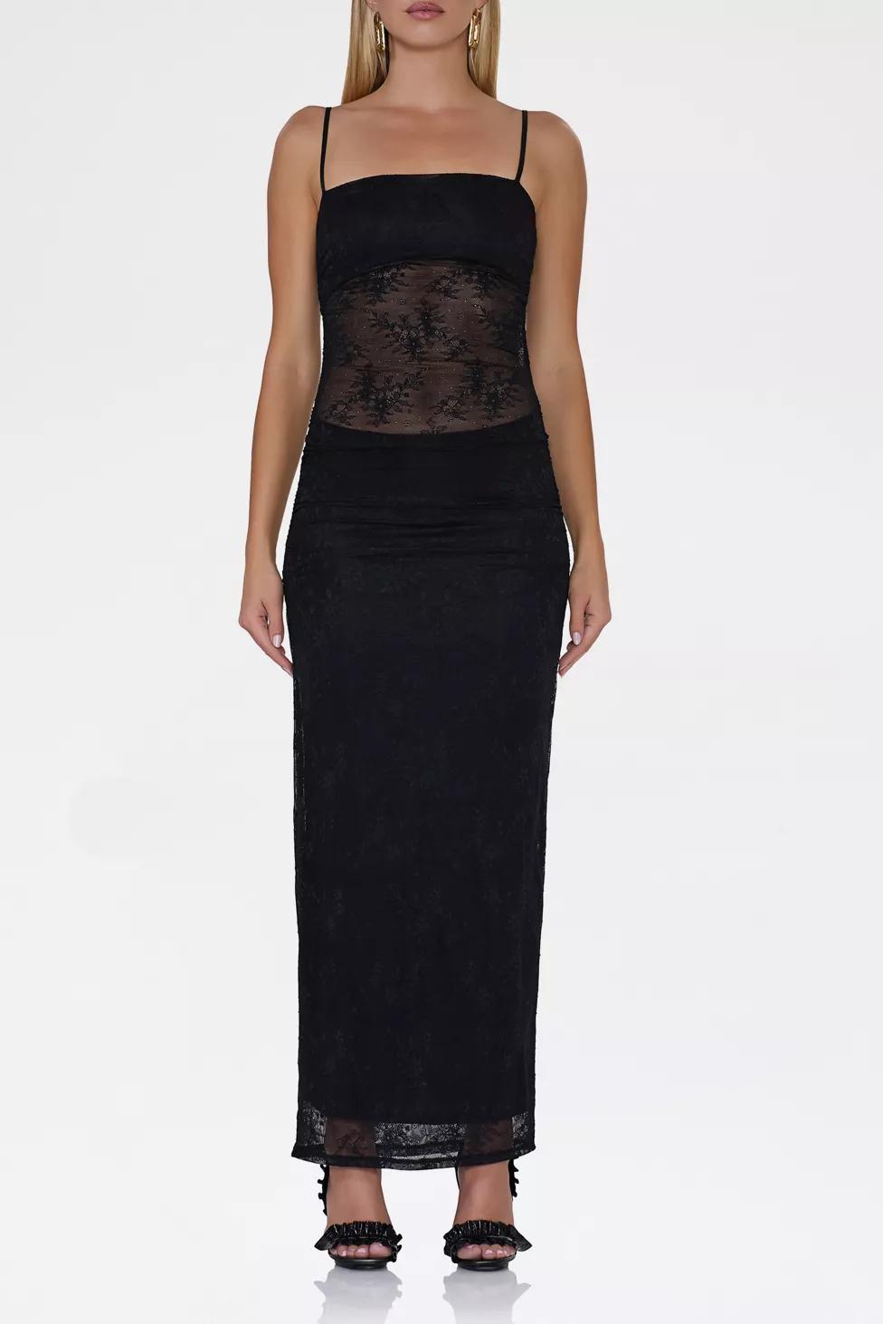 AFRM Jennan Ruched Floral Lace Tank Maxi Dress by AFRM