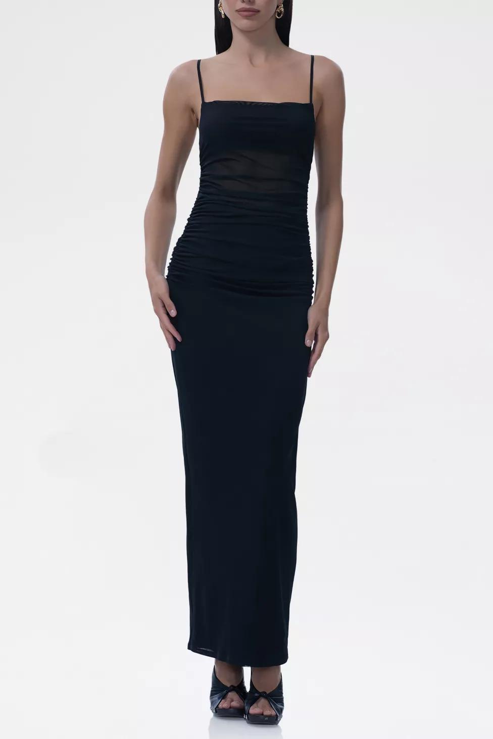 AFRM Jennan Ruched Sheer Mesh Tank Maxi Dress by AFRM
