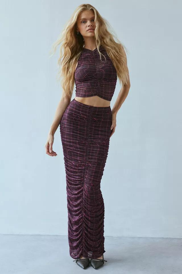 AFRM Josie Ruched Mesh Maxi Skirt by AFRM