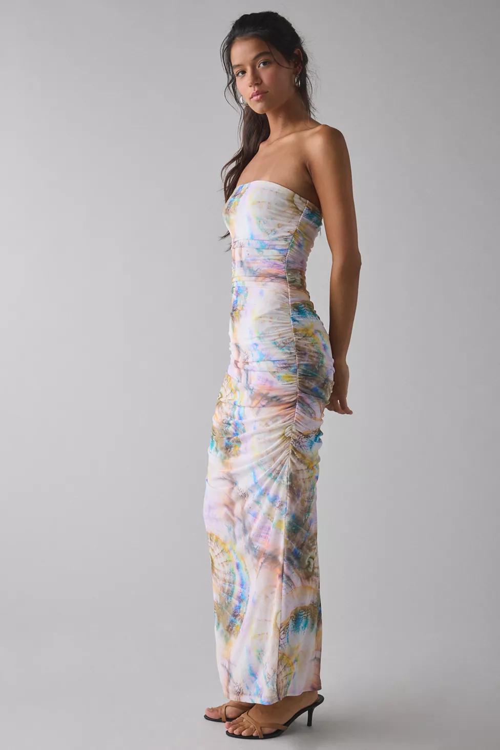 AFRM Marlo Ruched Mesh Strapless Maxi Dress by AFRM