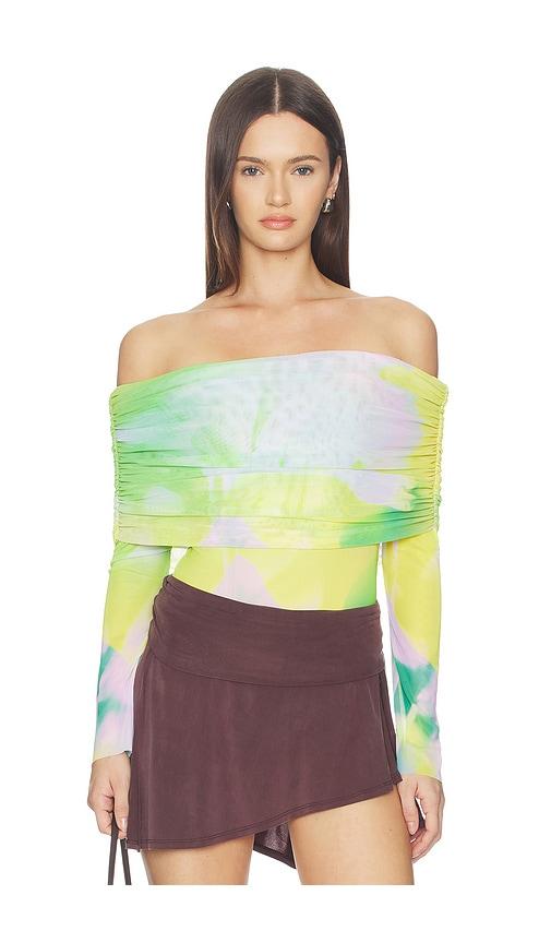 AFRM Maxine Bodysuit in Green,Yellow by AFRM