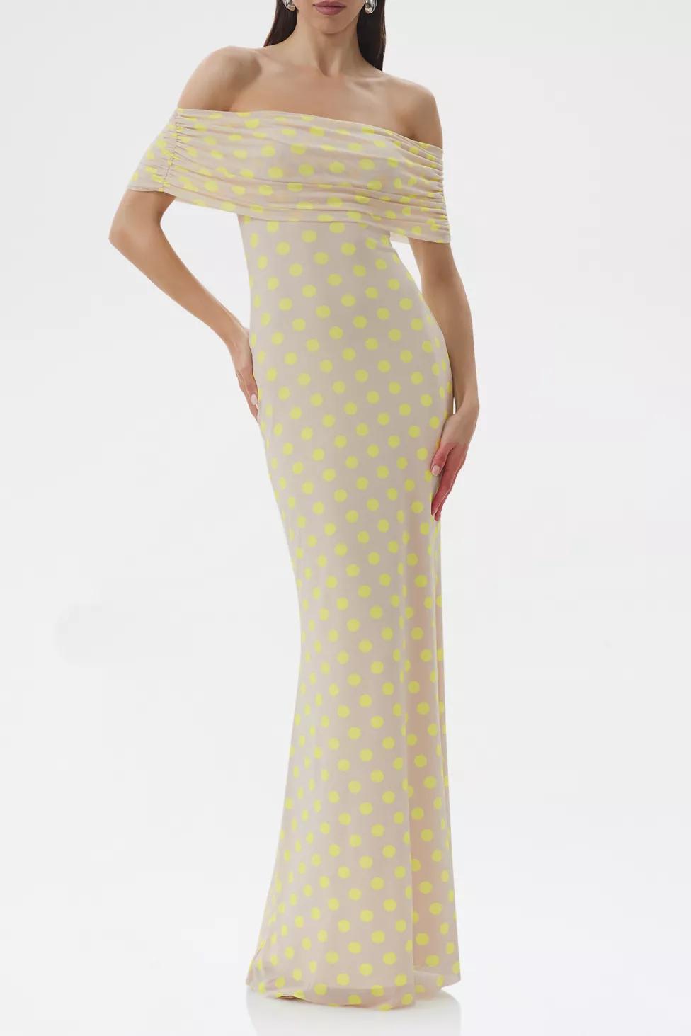 AFRM McCall Sun Dot Mesh Off-The-Shoulder Maxi Dress by AFRM