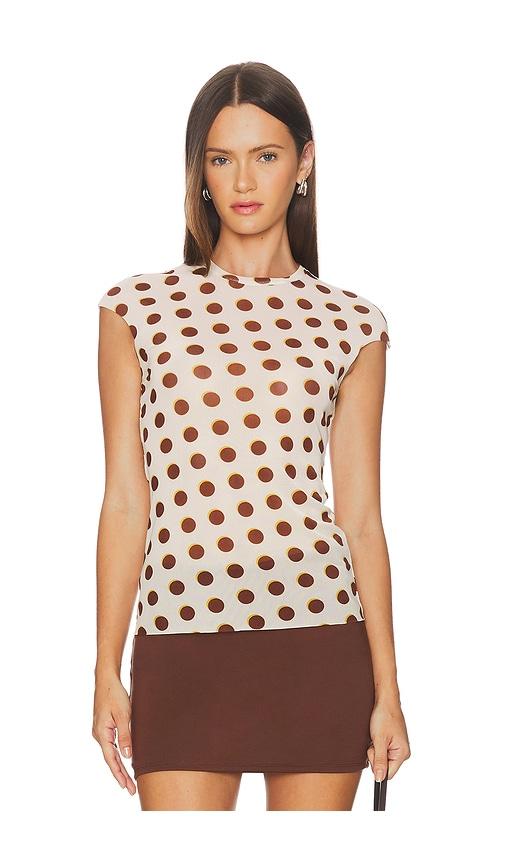 AFRM Nina Top in Cream,Brown by AFRM