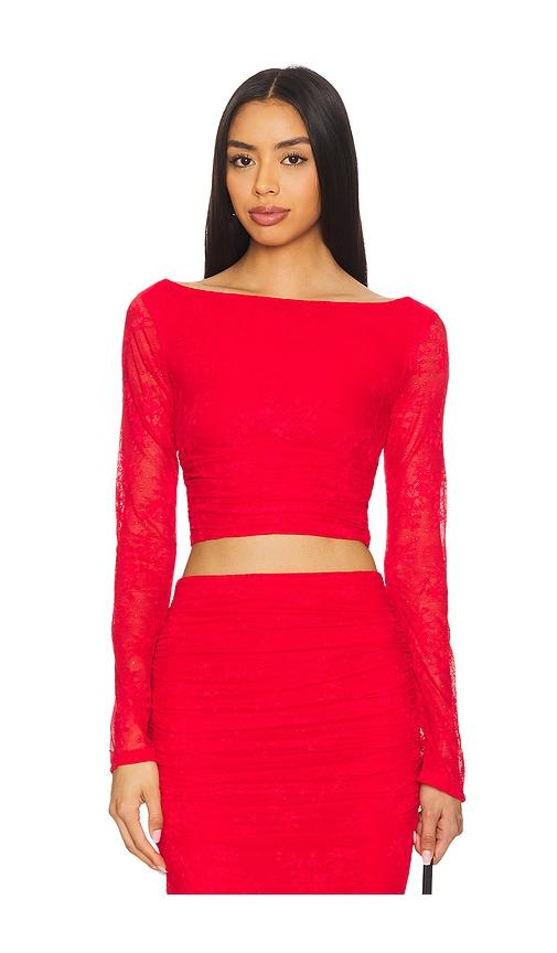 AFRM Noam Lace Top in Red by AFRM