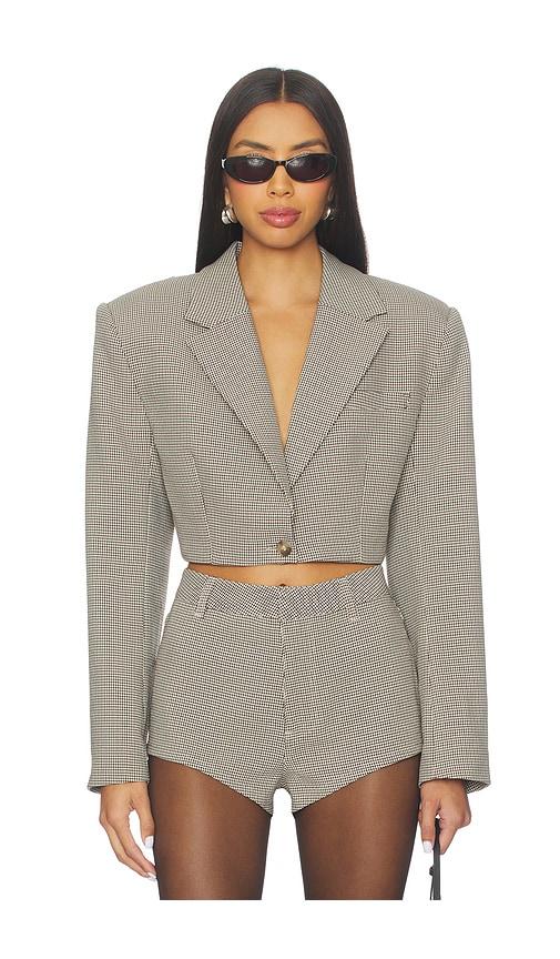 AFRM Petra Cropped Blazer in Cream by AFRM