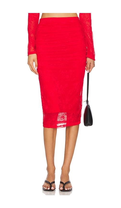 AFRM Riley Lace Skirt in Red by AFRM
