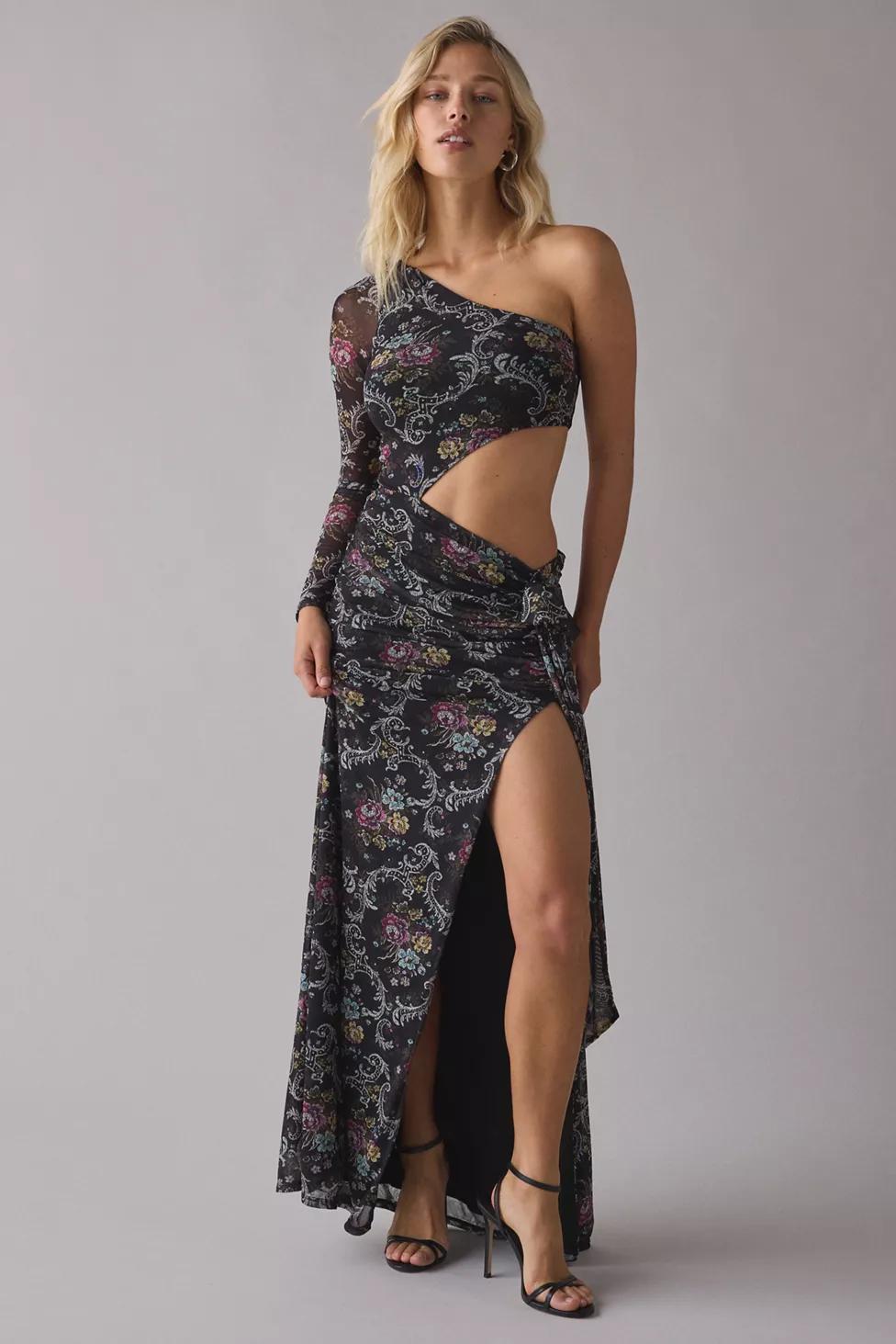 AFRM Shai Asymmetric One-Sleeve Cutout Maxi Dress by AFRM