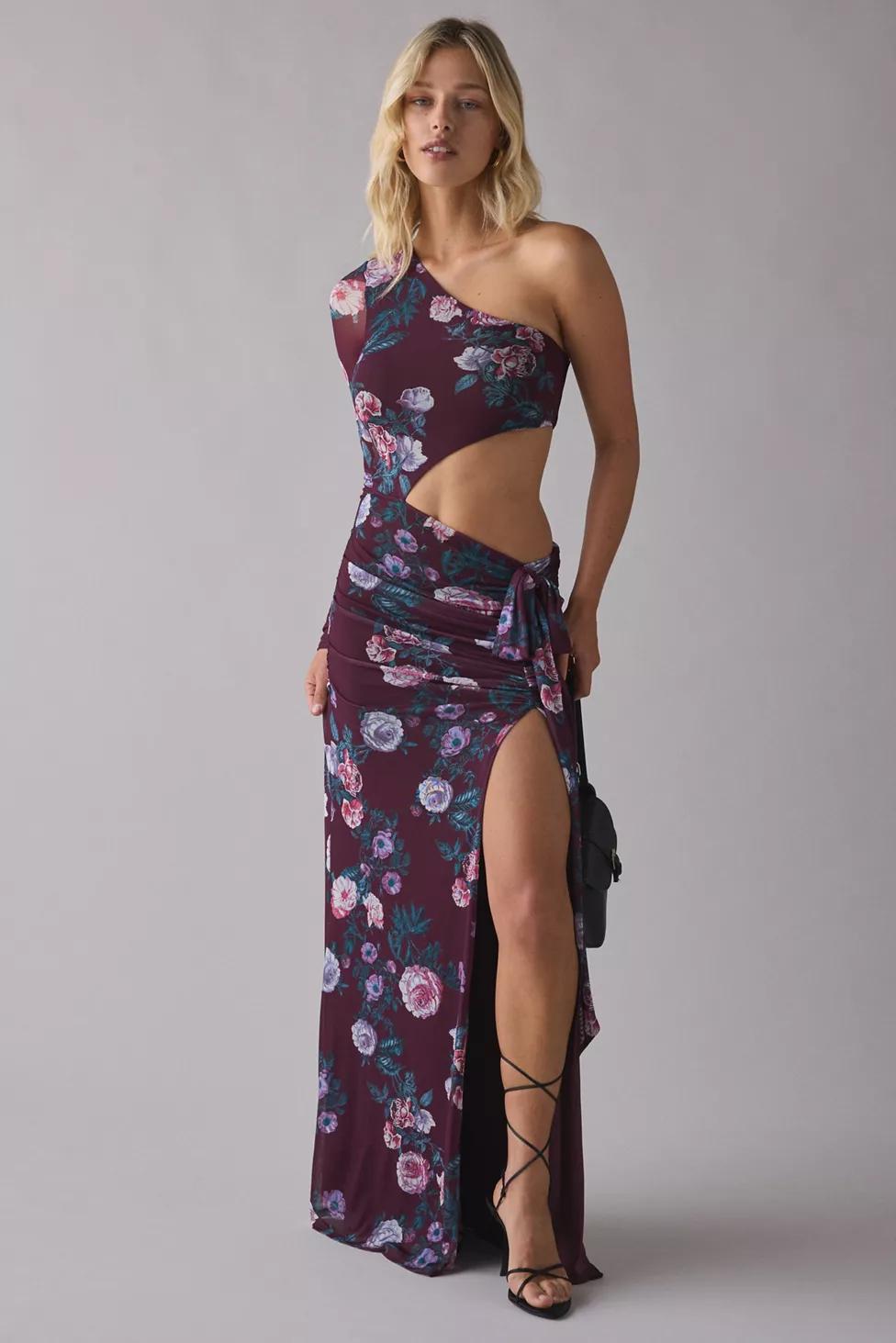 AFRM Shai Asymmetric One-Sleeve Cutout Maxi Dress by AFRM