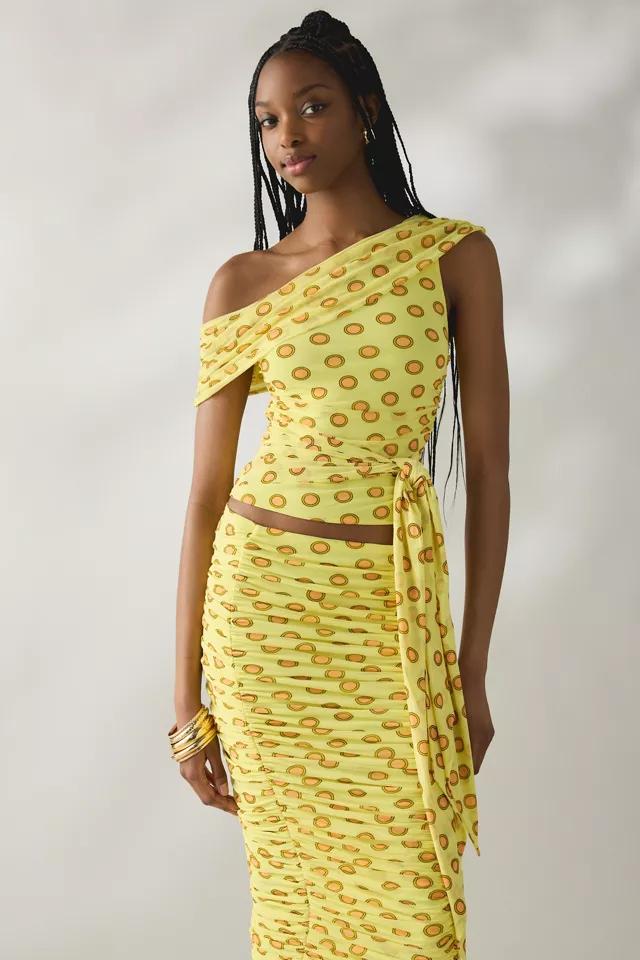 AFRM Sophie Deco Dot Tie Detail One-Shoulder Top by AFRM
