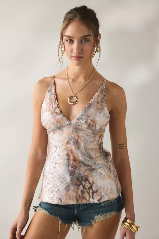 AFRM Tena Ember Swirl Shell Sequin Mesh Cami Top by AFRM