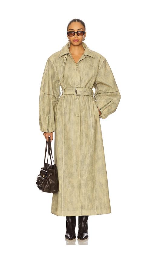 AFRM The Carrington Maxi Trench Coat in Green by AFRM