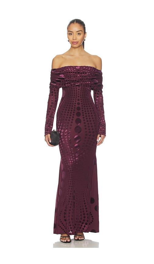AFRM Thelma Burnout Velvet Dress in Mauve by AFRM