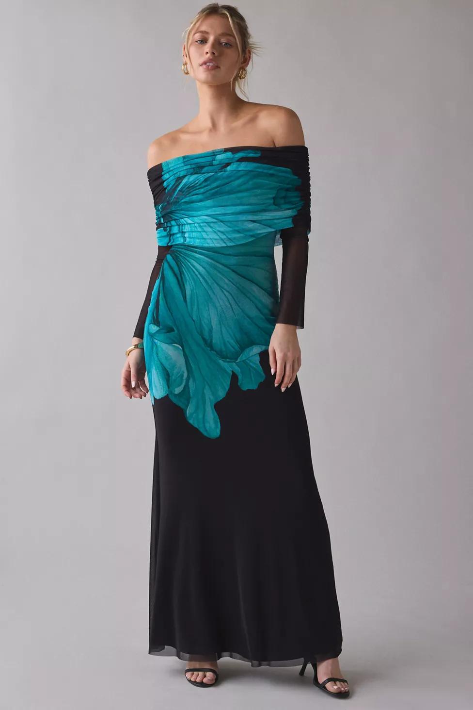 AFRM Thelma Off-The-Shoulder Long Sleeve Maxi Dress by AFRM