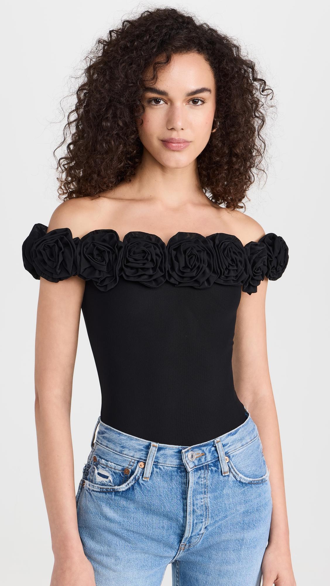 Solange Rosette Off Shoulder Thong Bodysuit by AFRM