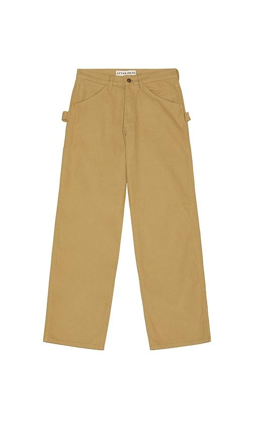 After Pray Neo Washed Work Pants in Brown by AFTER PRAY