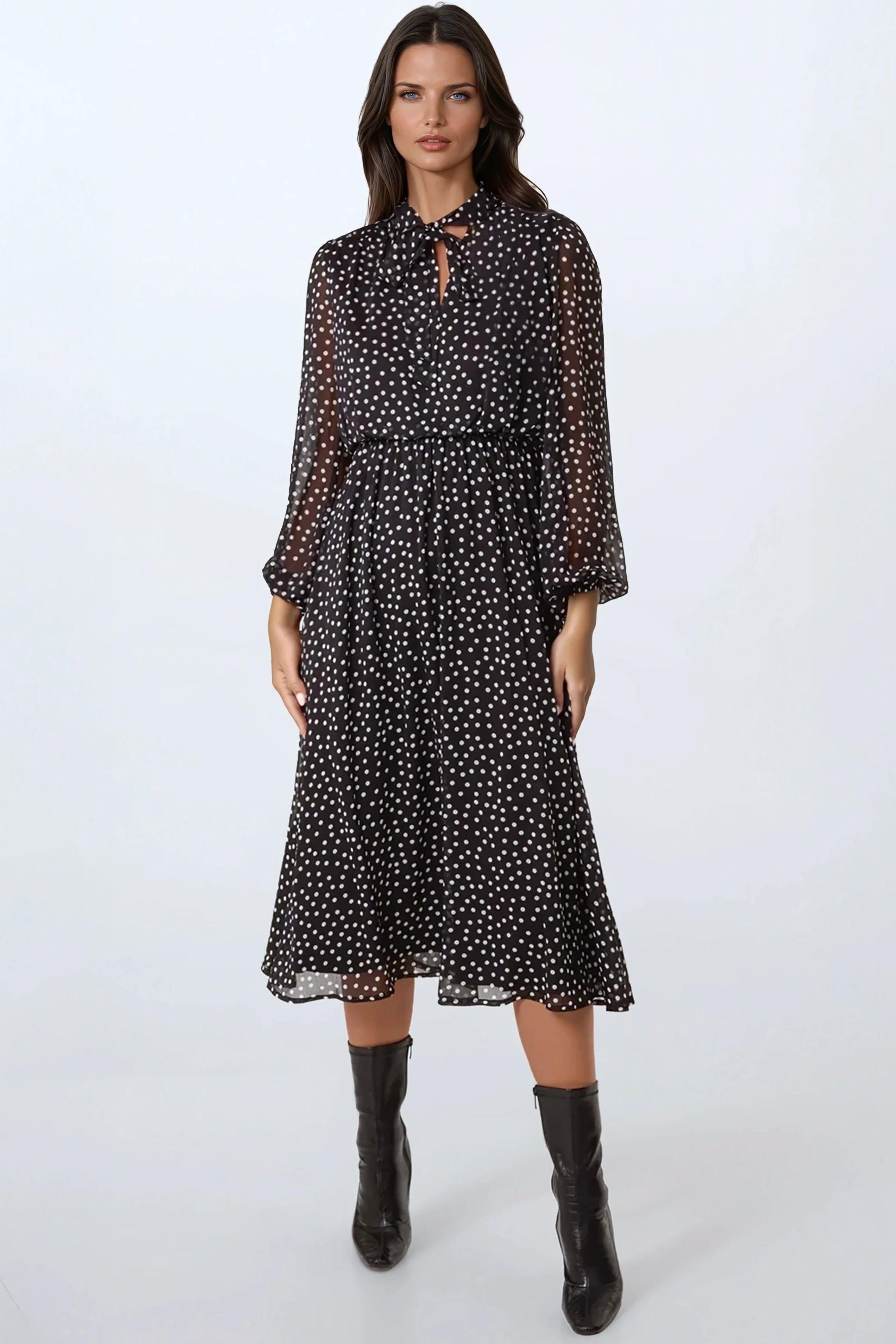 Polka Dot Midi Dress by AFTERSHOCK LONDON