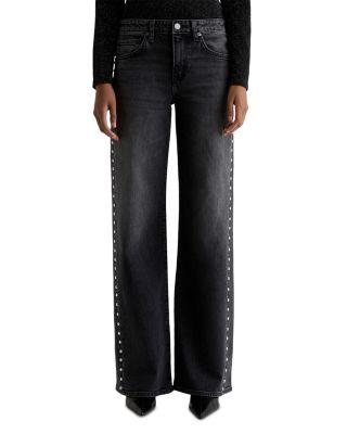 Adria Studded Low Rise Wide Leg Jeans in Immensity by AG JEANS