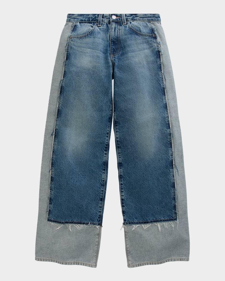 Adria Wide-Leg Colorblock Rigid Denim Jeans by AG JEANS