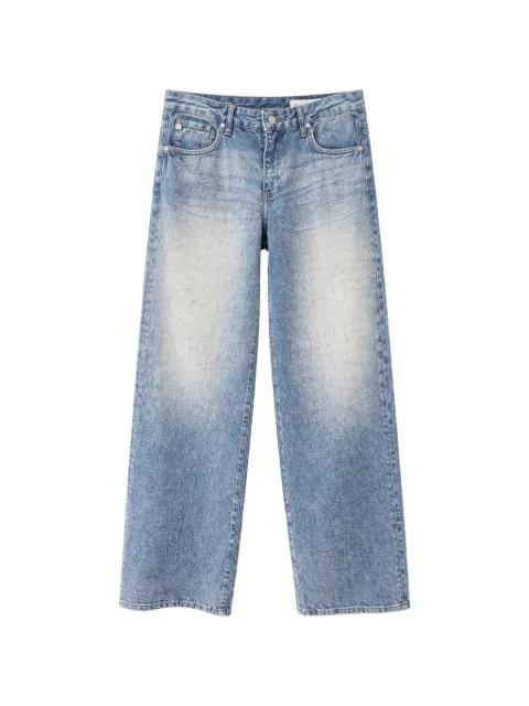 Adria embellished wide-leg jeans by AG JEANS