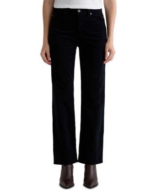 Brinley Mid Rise Straight Corduroy Jeans in Super Black by AG JEANS