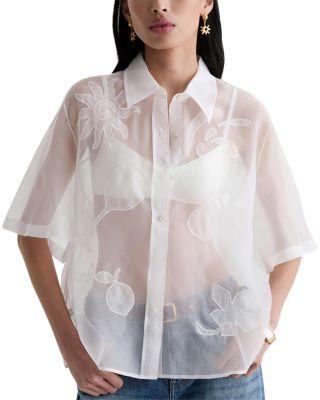 Emma Relaxed Silk Organza Short Sleeve Shirt by AG JEANS