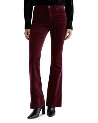 Farrah Mid Rise Velvet Bootcut Jeans in Winery by AG JEANS