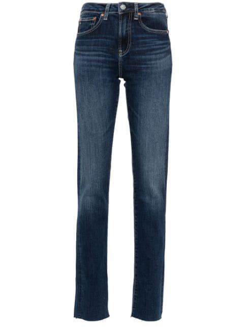 Girlfriend Long mid-rise straight-leg jeans by AG JEANS