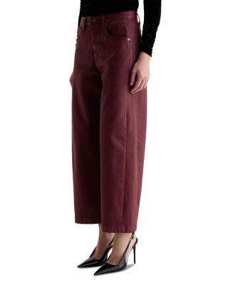 Hattie Coated High Rise Crop Barrel Jeans in Winery by AG JEANS