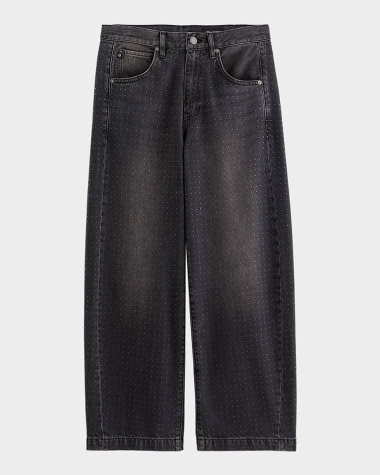 Hattie Embellished High-Rise Barrel Jeans by AG JEANS