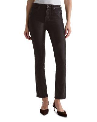 Mari Coated Mid Rise Slim Jeans in Super Black by AG JEANS