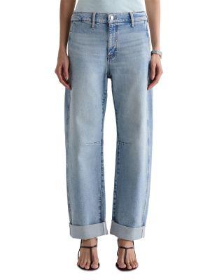 Mercer Cuffed High Rise Barrel Jeans in Highway 29 by AG JEANS