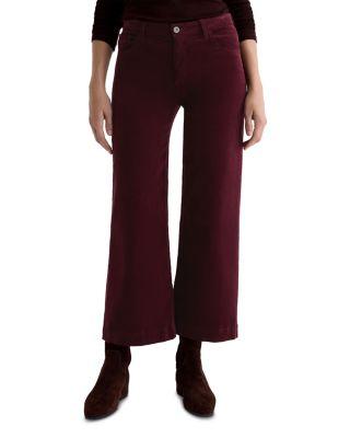 Saige Corduroy Crop Wide Leg Jeans in Winery by AG JEANS