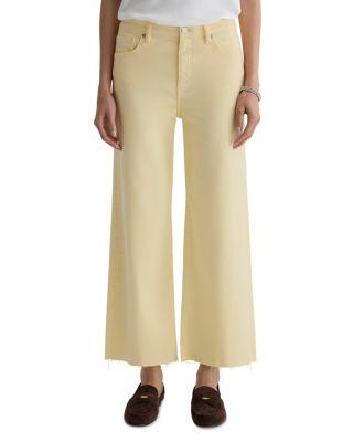 Saige High Rise Wide Leg Crop Jeans in Sunlight Yellow by AG JEANS