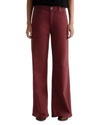 Saige Mid Rise Wide Leg Jeans in Cranberry by AG JEANS