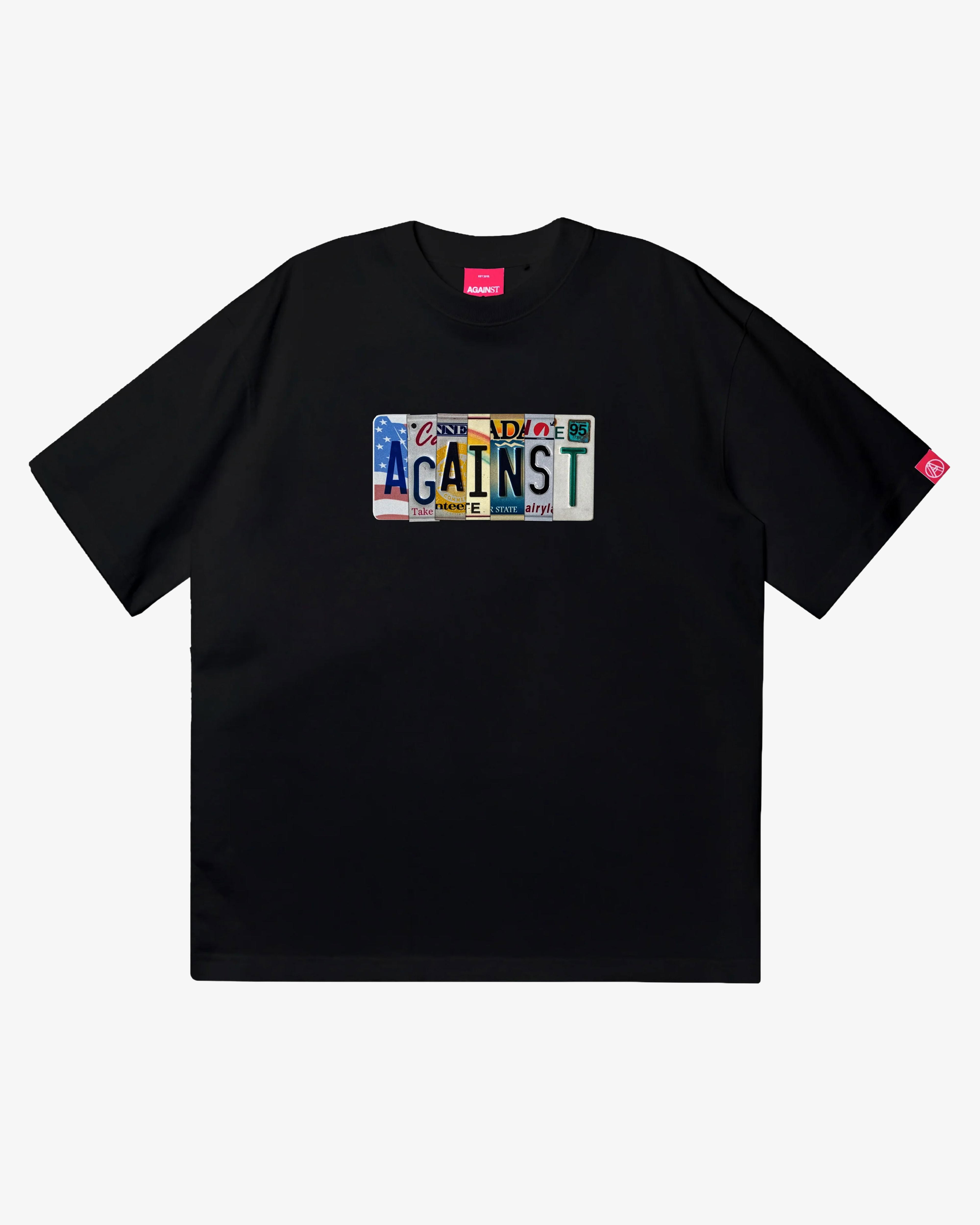 AGAINST LAB  - Men's License Plate Tee - (Black) by AGAINST LAB