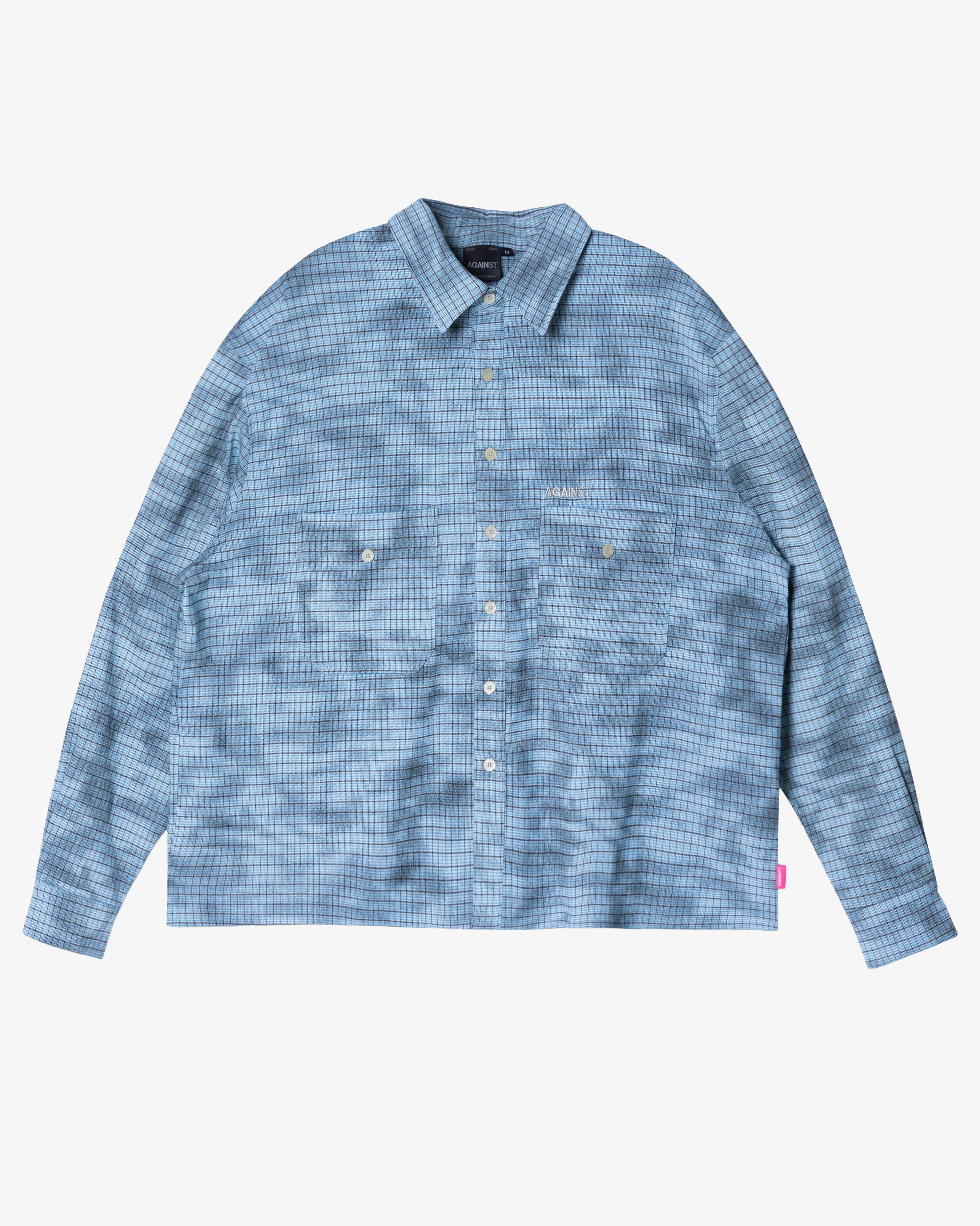 AGAINST LAB  - Men's Stained Dame Shirt - (Light Blue) by AGAINST LAB
