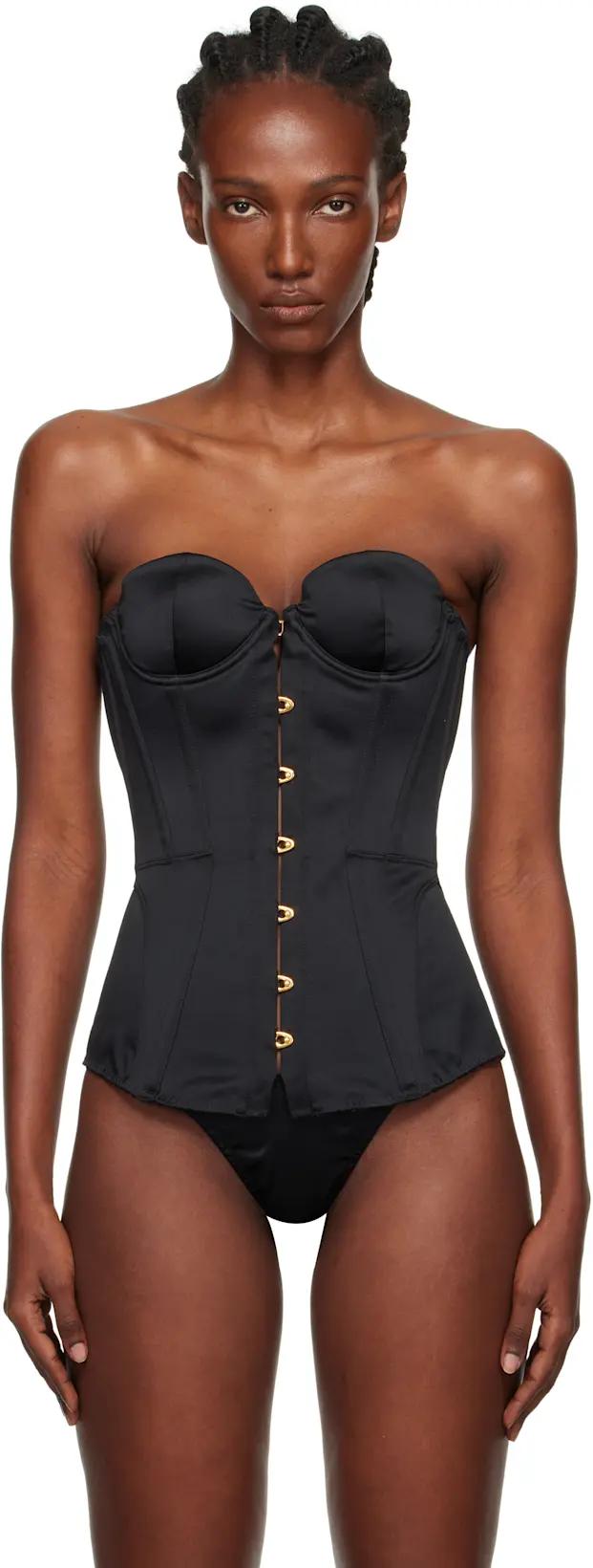 Black Mercy Satin Corset by AGENT PROVOCATEUR