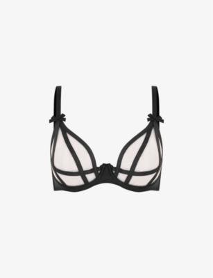 Briella bow-embellished plunge mesh underwired bra by AGENT PROVOCATEUR